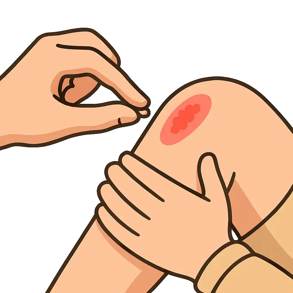 a person picking a minor wound