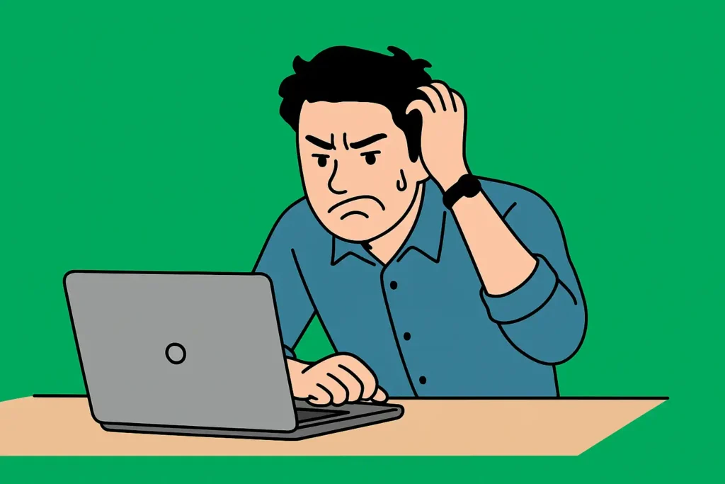 frustrated guy a frustrated man searches online for course answers
