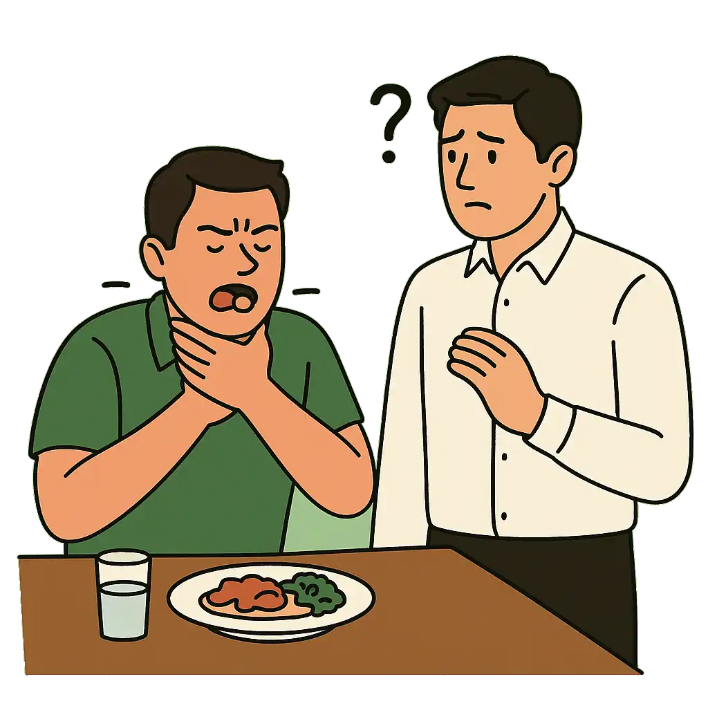 a man is unsure of what to do in a choking emergency