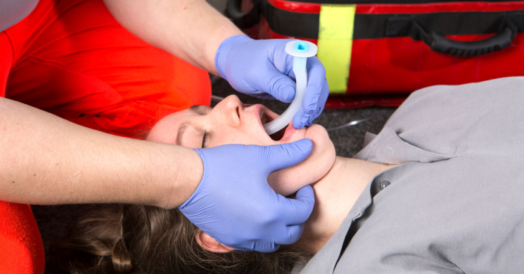 an opa airway adjunct is inserted into a persons airways during advanced first aid course
