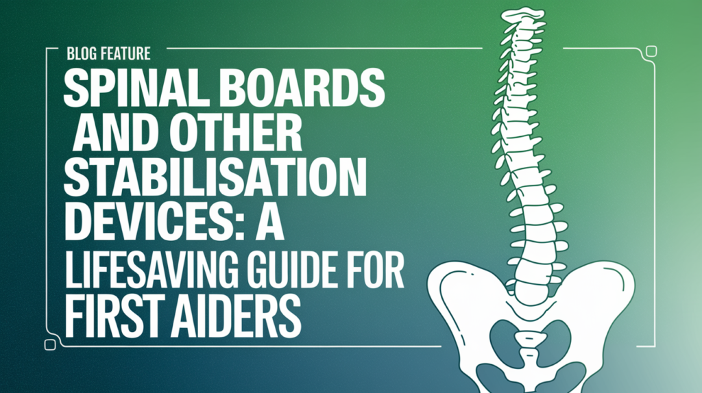 a feature blog image of a spine and the text Spinal Boards and Other Stabilisation devices