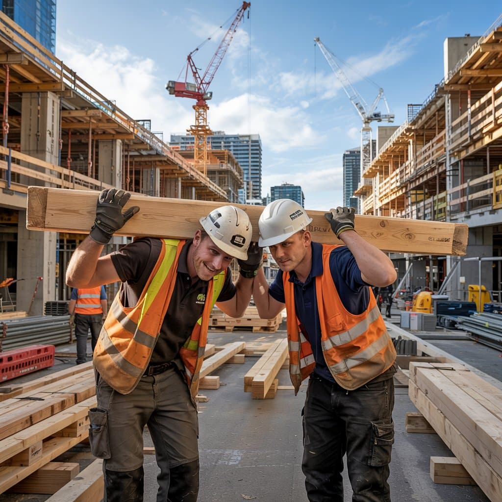 construction workers manual handling poorly