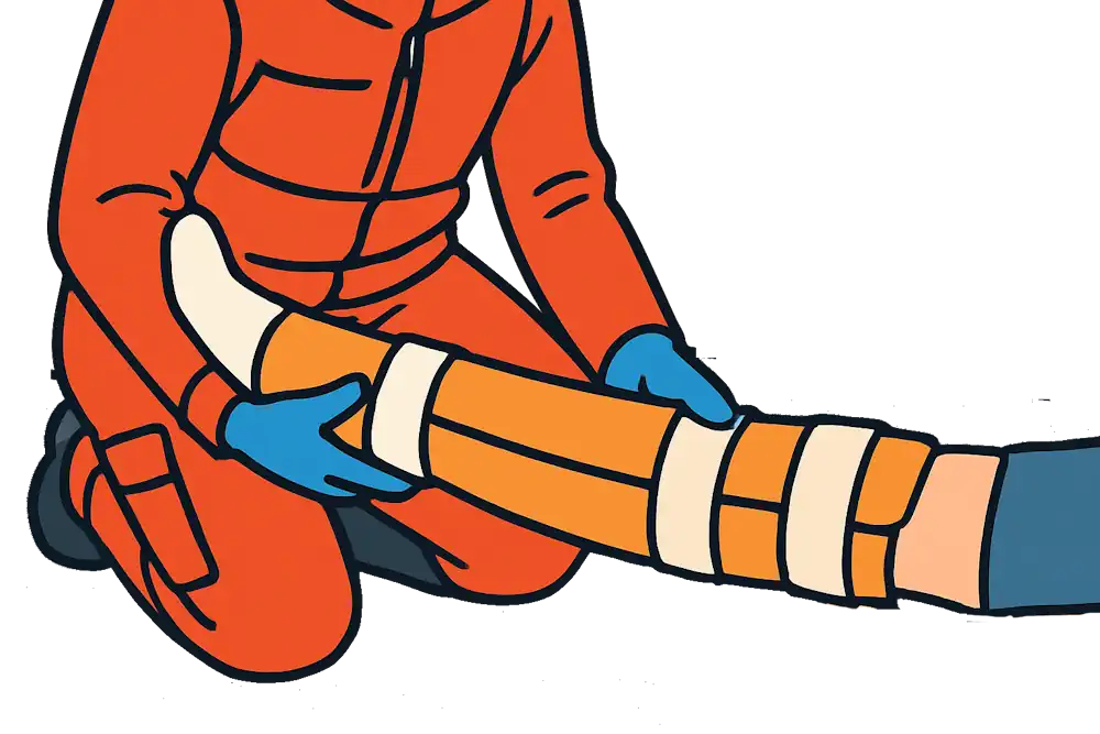 a man splints a leg