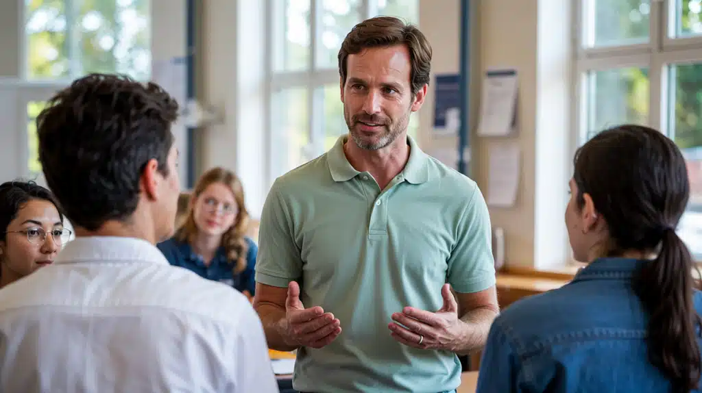 man delivering mental health first aid course