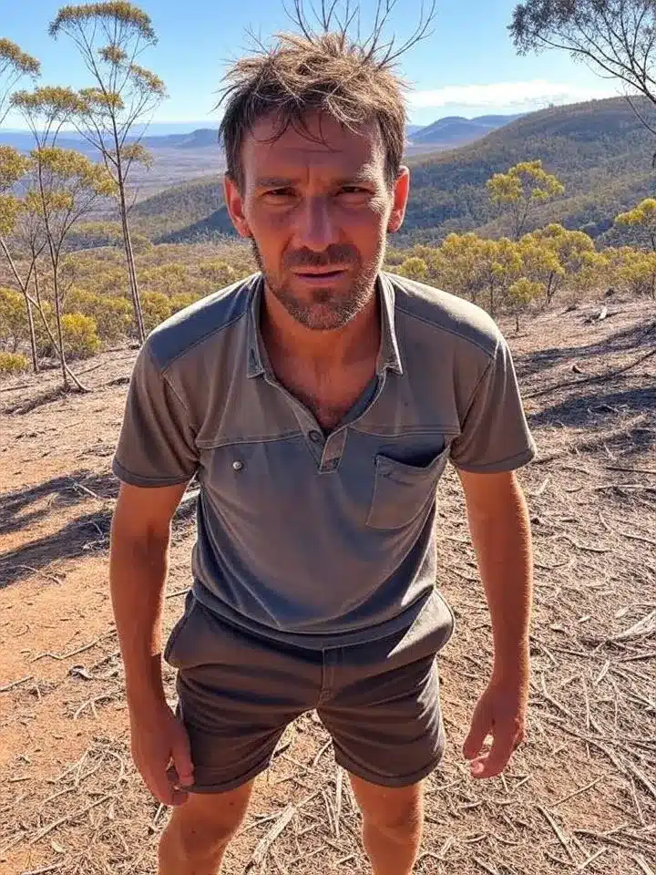 a dehydrated man on the toowoomba escarpment