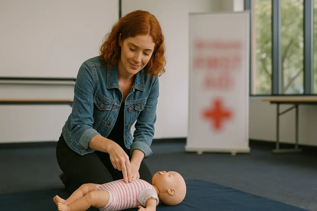 mum gives infant cpr
